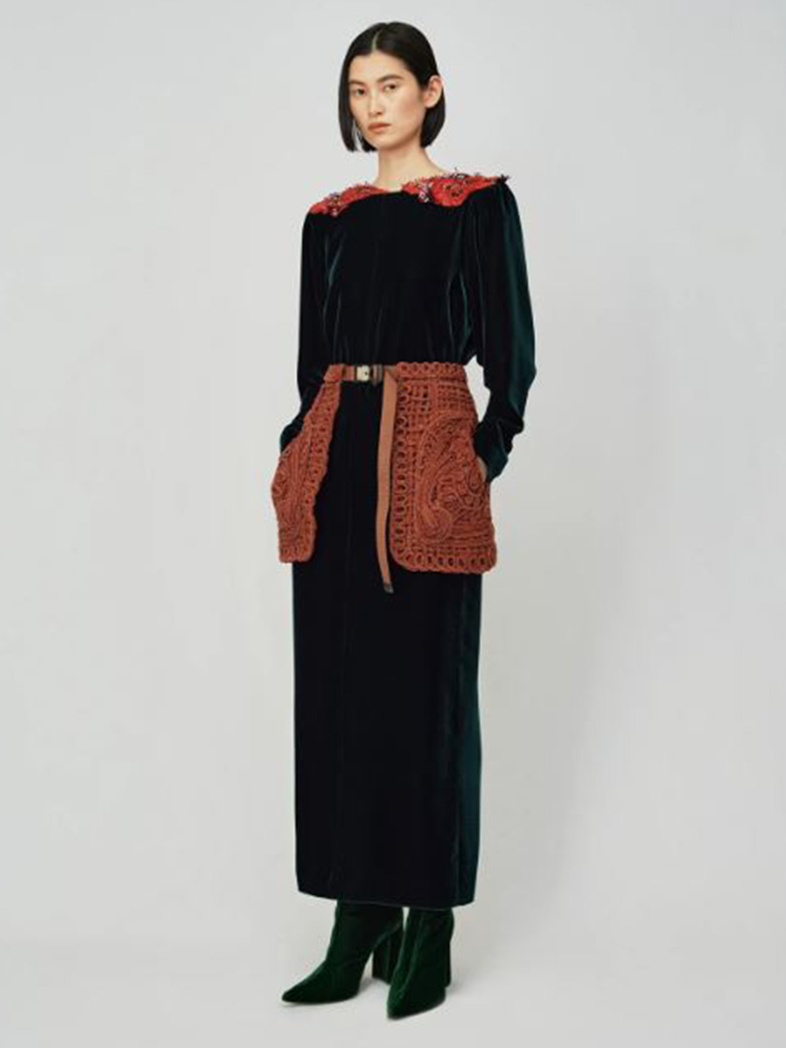 Mame Cord Embroidery Wrapped Skirt-siegfried.com.ec