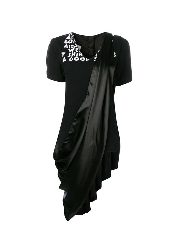 MM6 에이즈 캠페인 망토 티셔츠  BLACK AIDS CAMPAIGN BACK CAPE T-SHIRT - 아데쿠베