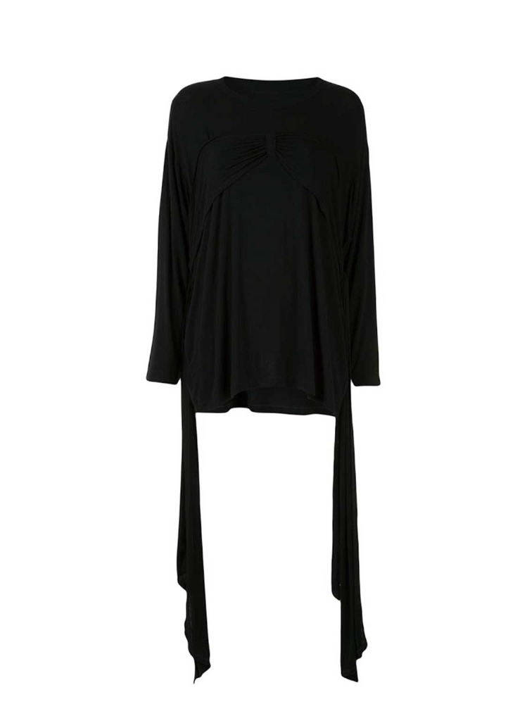 BLACK DRAPING T-SHIRTS  MM6 블랙 드레이핑 티셔츠 - 아데쿠베
