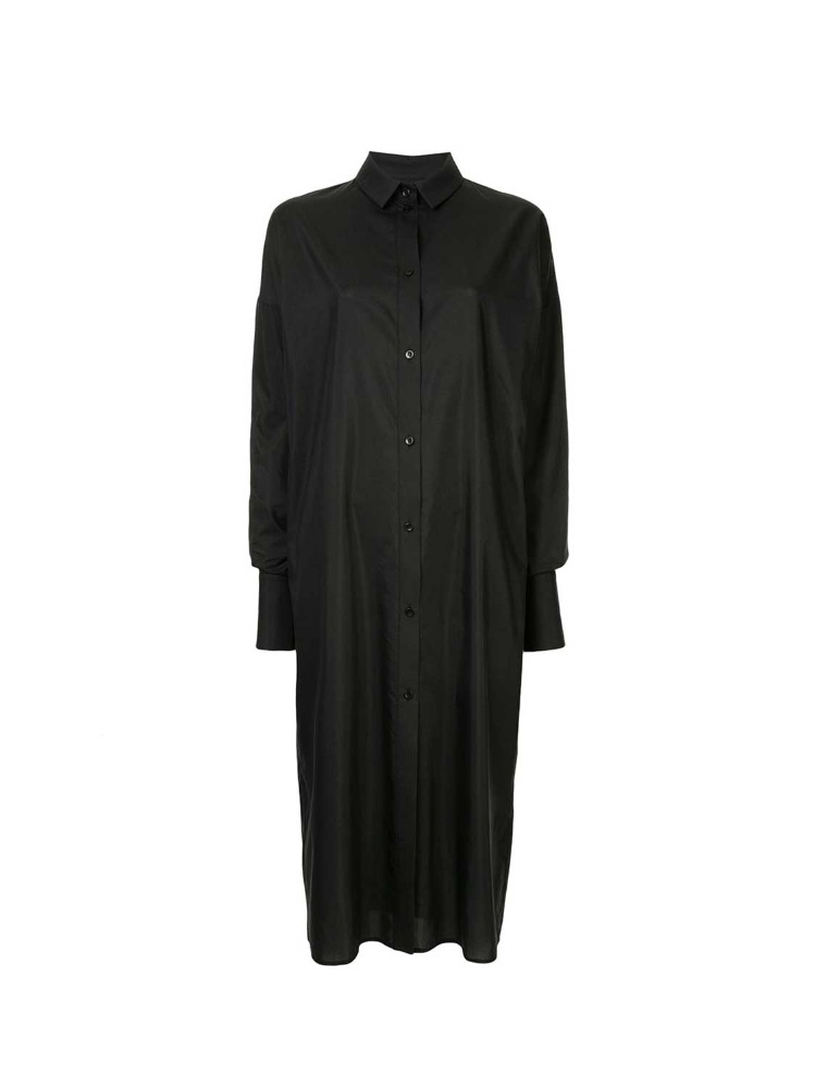 BLACK SLEEVE ADJUSTABLE SHIRT DRESS  보야로브스카야 블랙 슬리브 어저스터블 셔츠 드레스 - 아데쿠베