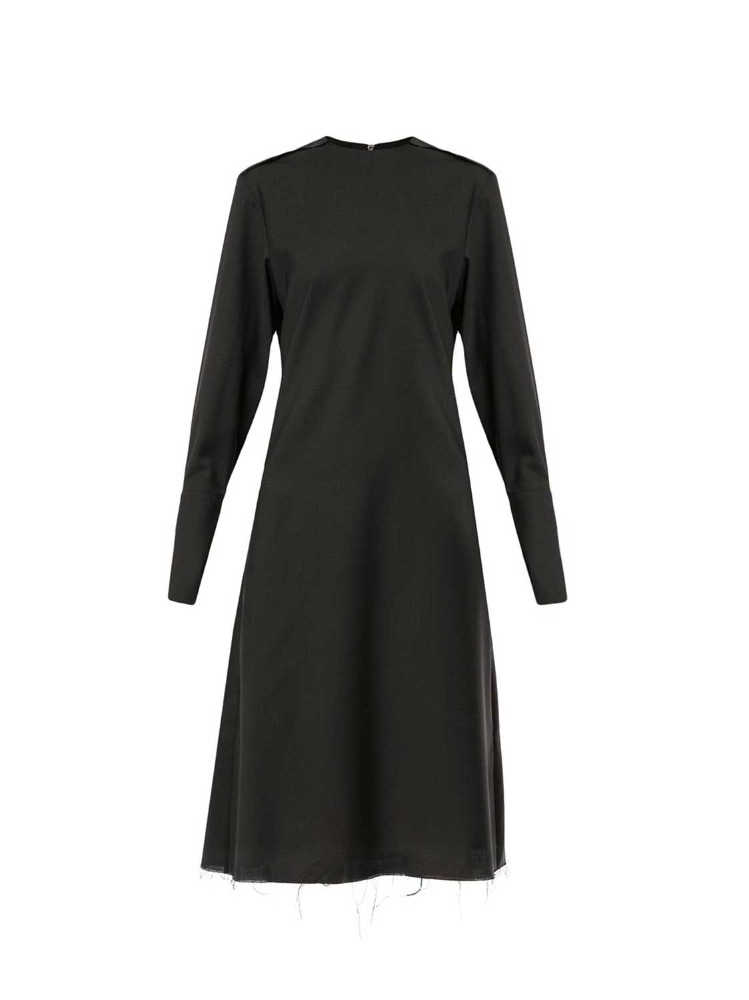 BLACK RAW-HEM SHIFT DRESS  양 리 블랙 로우-헴 쉬프트 드레스 - 아데쿠베