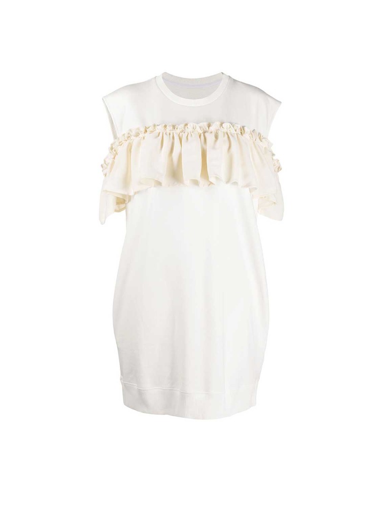 OFF WHITE DRESS  MM6 오프 화이트 셔플 드레스 - 아데쿠베