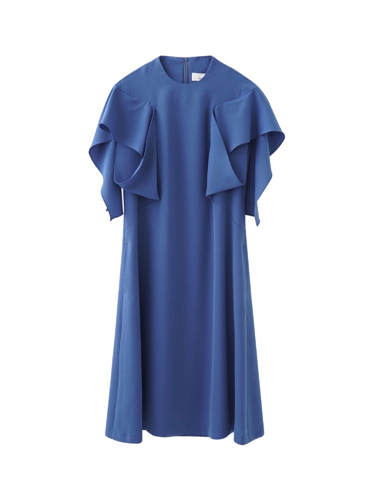 BLUE RUFFLED SLEEVES DRESS  아키라 나카 블루 러플 슬리브 드레스 - 아데쿠베