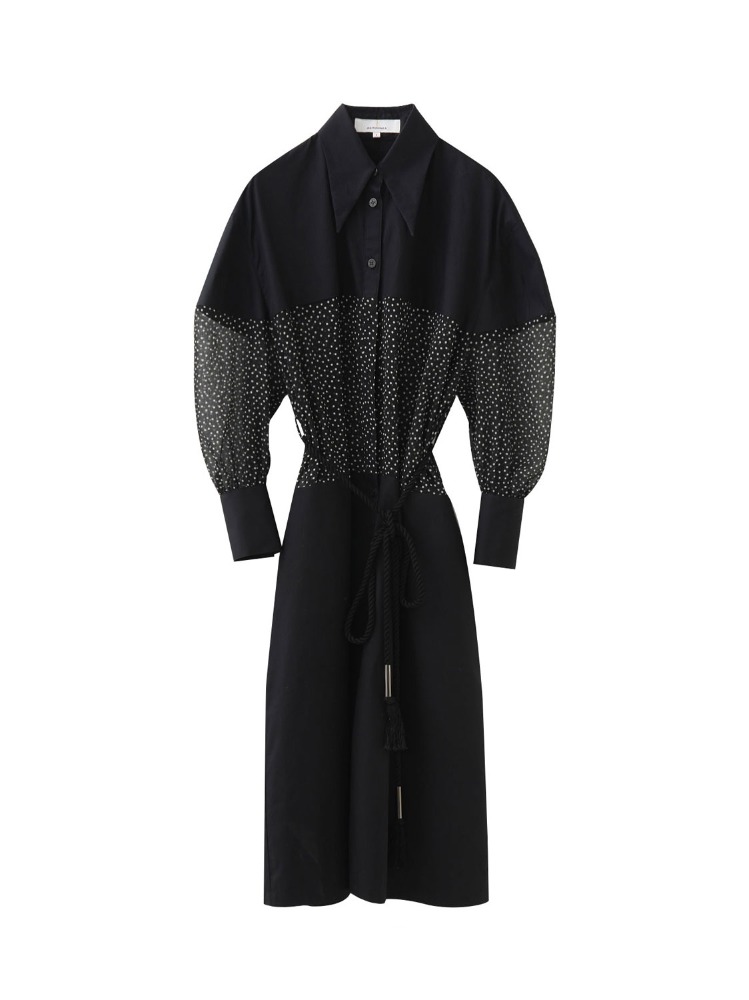 BLACK CONTRAST PATTERN DRESS  아키라 나카 블랙 콘트라스트 패턴 드레스 - 아데쿠베