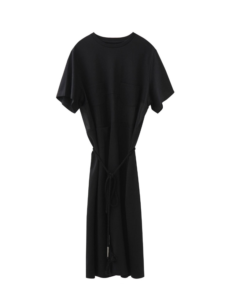 BLACK SHEER WAIST DRESS  아키라 나카 블랙 쉬어 웨이스트 드레스 - 아데쿠베