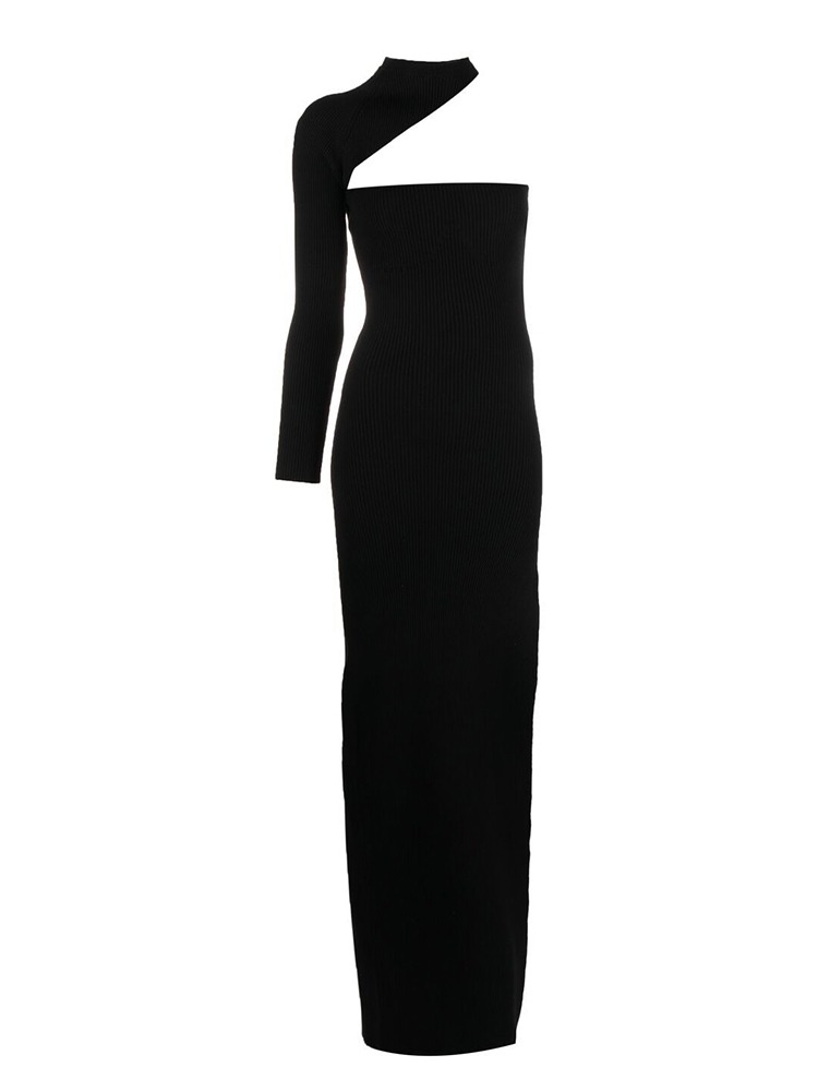 BLACK VISCOSE KNITTED DRESS  원더링 블랙 비스코스 니트 드레스 - 아데쿠베