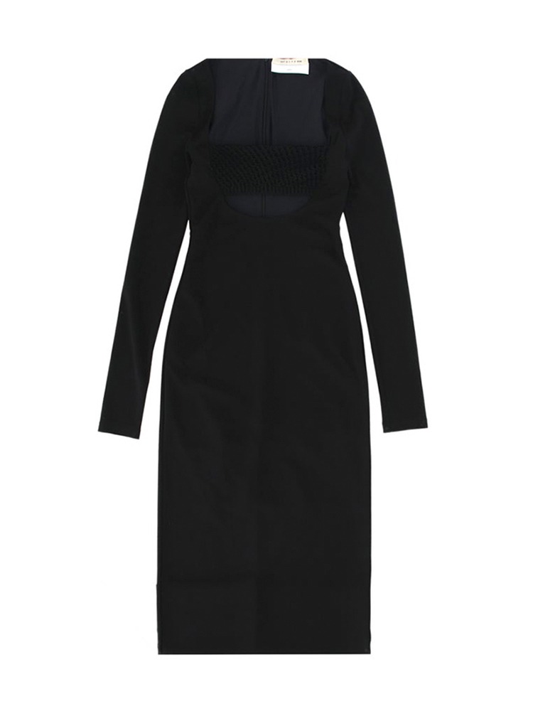 BLACK MACRAME LONG DRESS  알릭스 블랙 마크라메 롱 드레스 - 아데쿠베
