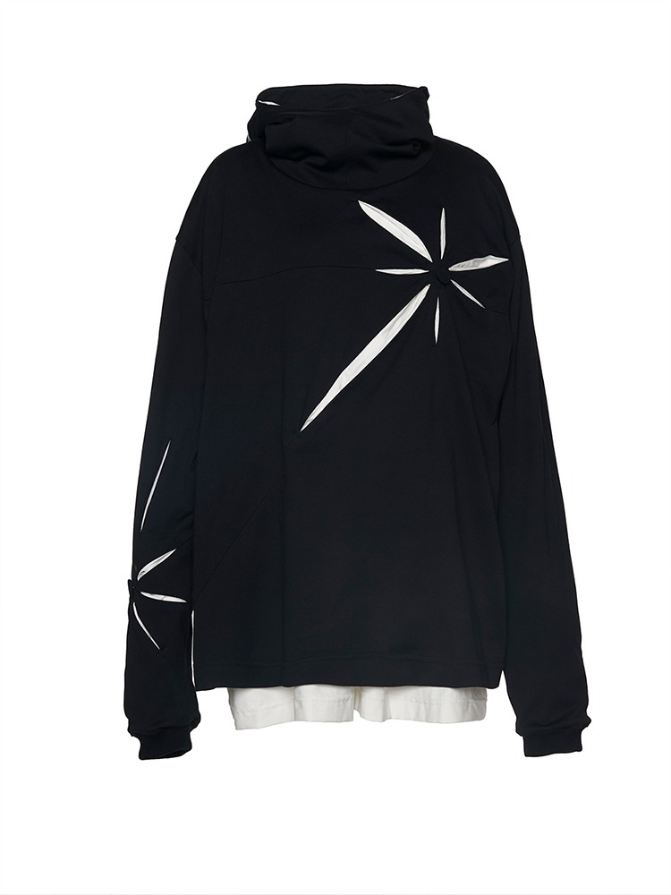 BLACK ORIGAMI HOODED T-SHIRTS  쿠시코크 블랙 오리가미 후드 티셔츠 - 아데쿠베