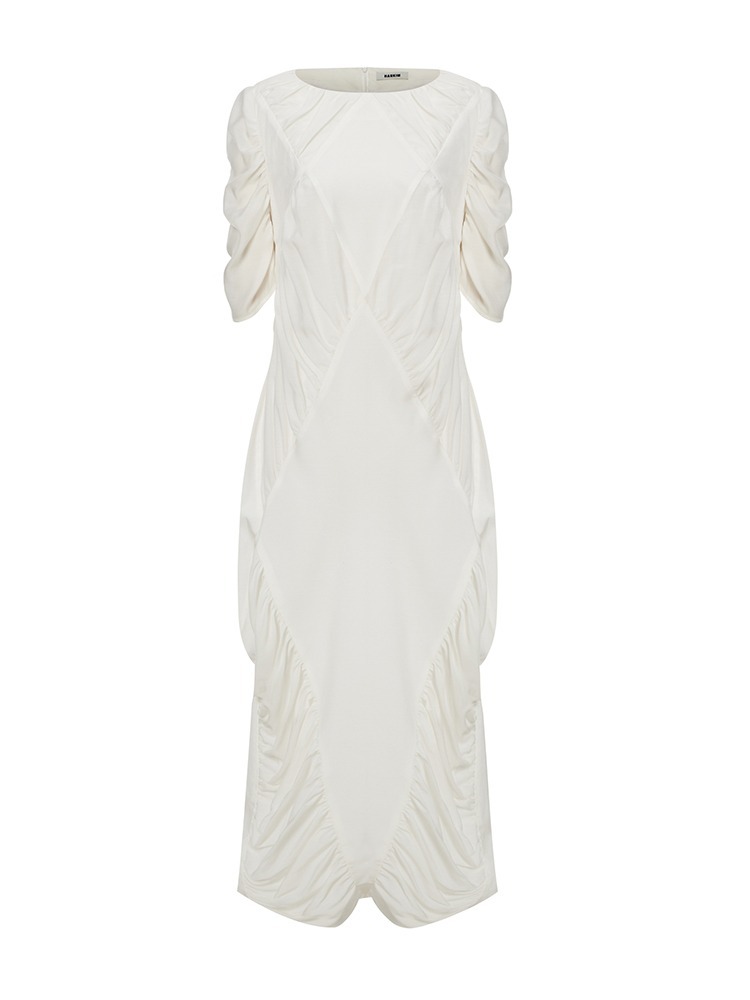 WHITE SHORT SLEEVES DRESS  한킴 화이트 체크 슬리브리스 드레스 - 아데쿠베