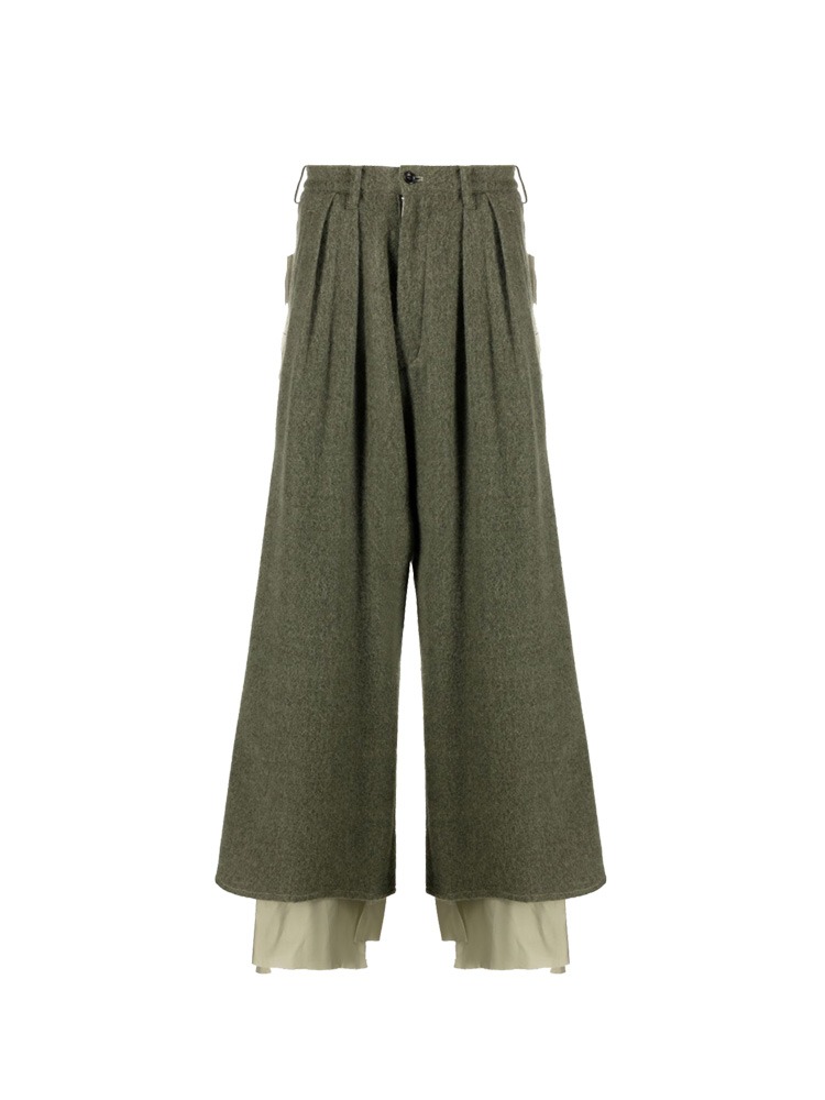 GREEN WIDE CROPPED TROUSERS  설밤 그린 와이드 크롭 트라우저 - 아데쿠베