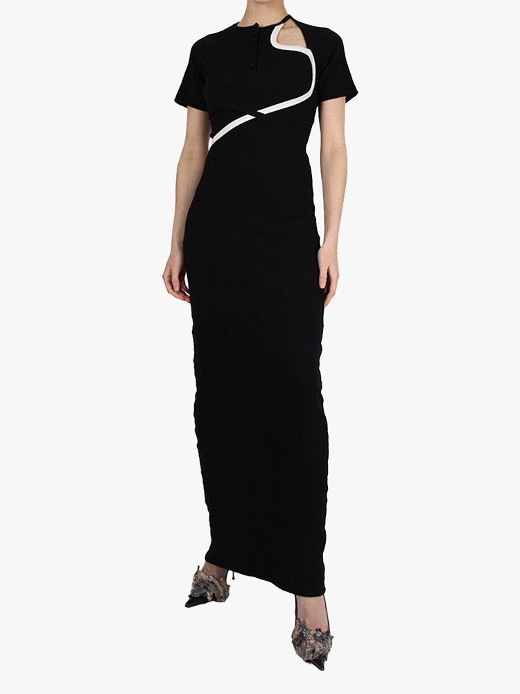 BLACK LOUNGE RIB T-SHIRT MAXI DRESS  오토링거 블랙 라운지 립 티셔츠 맥시 드레스 - 아데쿠베