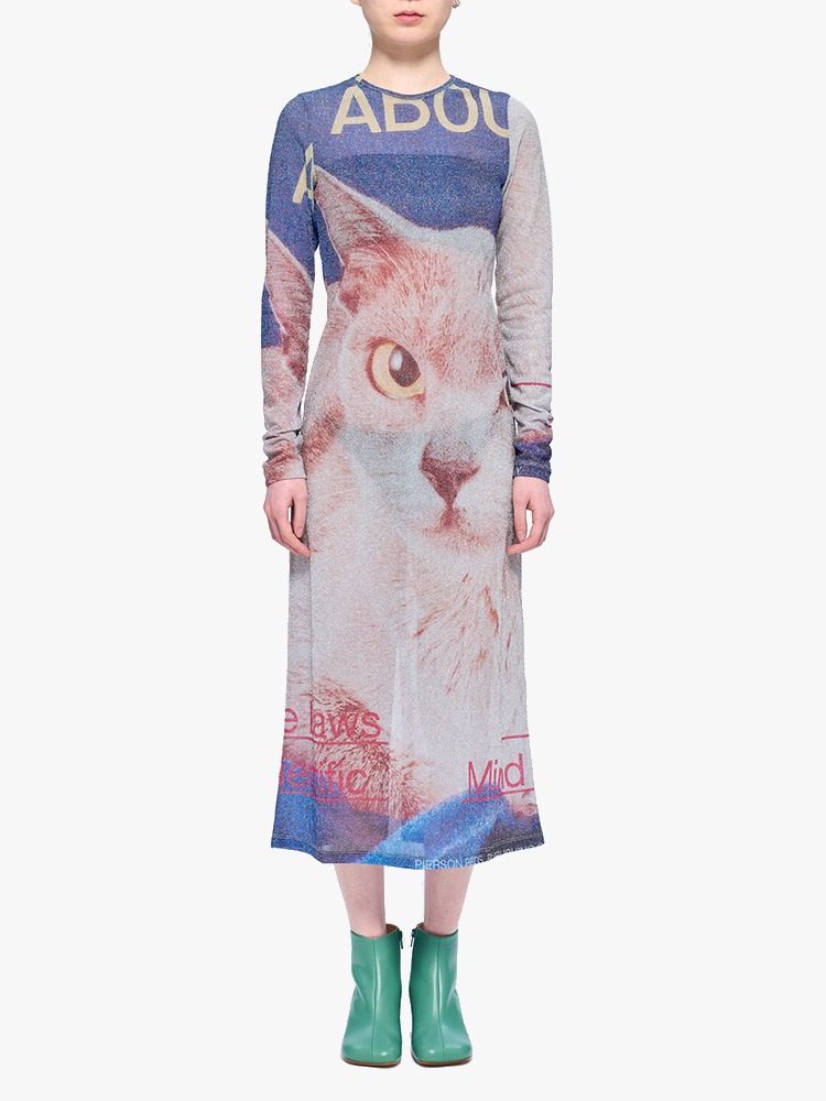 CAT GRAPHIC GLITTER DRESS  요헤이 오노 캣 그래픽 글리터 드레스 - 아데쿠베