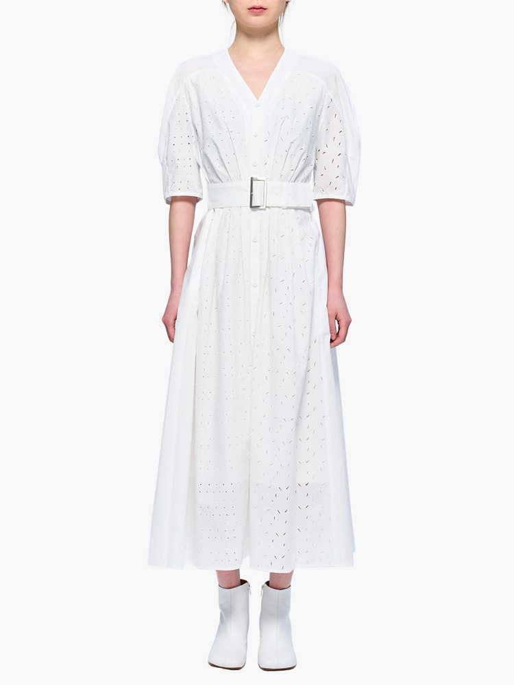 WHITE SCAR LACE DRESS  아키라 나카 화이트 스카 레이스 드레스 - 아데쿠베
