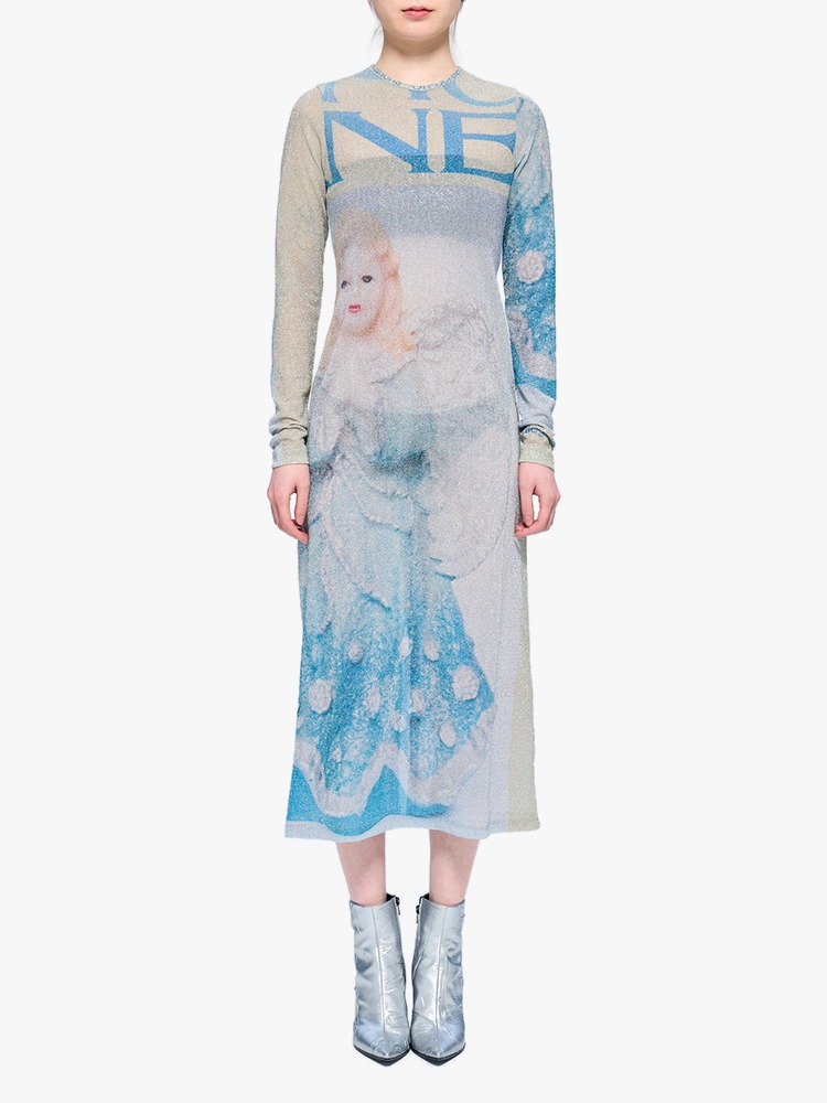ANGEL GRAPHIC GLITTER DRESS  요헤이 오노 엔젤 그래픽 글리터 드레스 - 아데쿠베