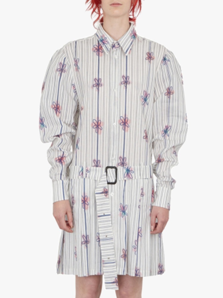 COQUELICOT PRINT WIZARD SHIRT DRESS  에곤랩 코클리코 프린트 위자드 셔츠 드레스 - 아데쿠베
