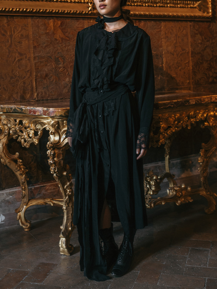 BLACK SHIRT DRESS  아키비오 블랙 셔츠 드레스 - 아데쿠베