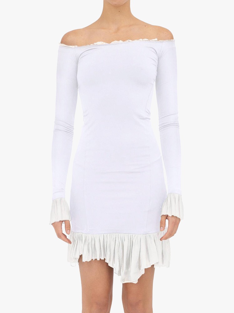 WHITE LONG SLEEVED DRESS  MM6 화이트 롱 슬리브 드레스 - 아데쿠베