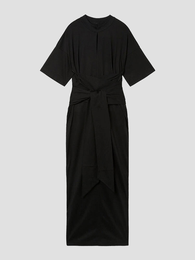 BLACK SUVIN COTTON JERSEY DRESS  마메 쿠로구치 블랙 수빈 코튼 저지 드레스 - 아데쿠베