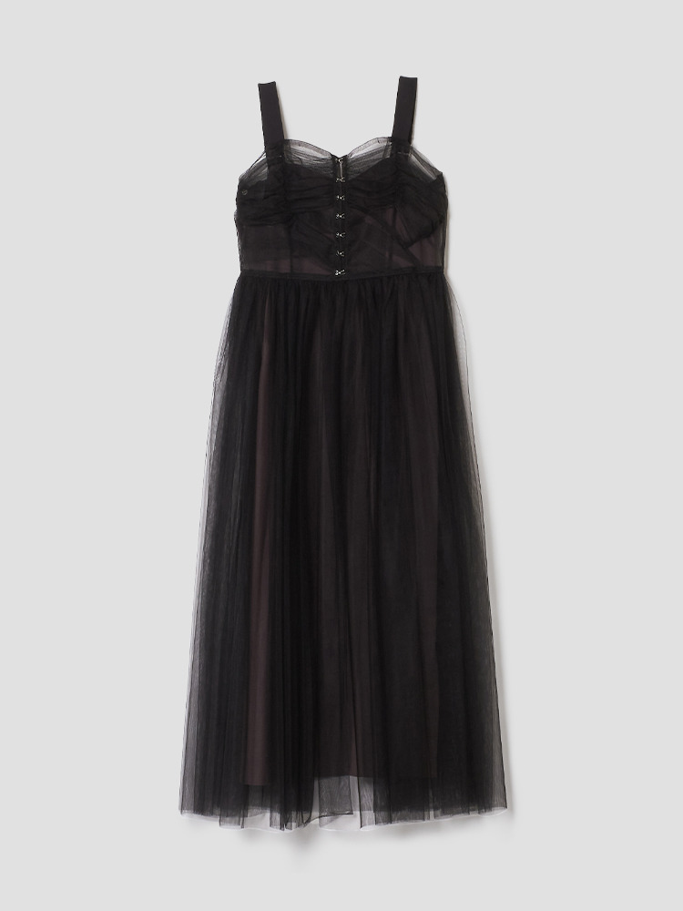 BLACK SLEEVELESS TULLE DRESS  치카 키사다 블랙 슬리브리스 튤 드레스 - 아데쿠베