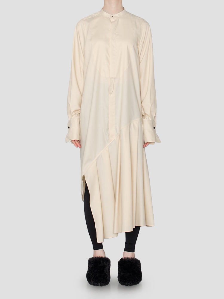 CREAM FD BOSOM SHIRT DRESS  하이크(HYKE) 크림 FD 부점 셔츠 드레스 - 아데쿠베