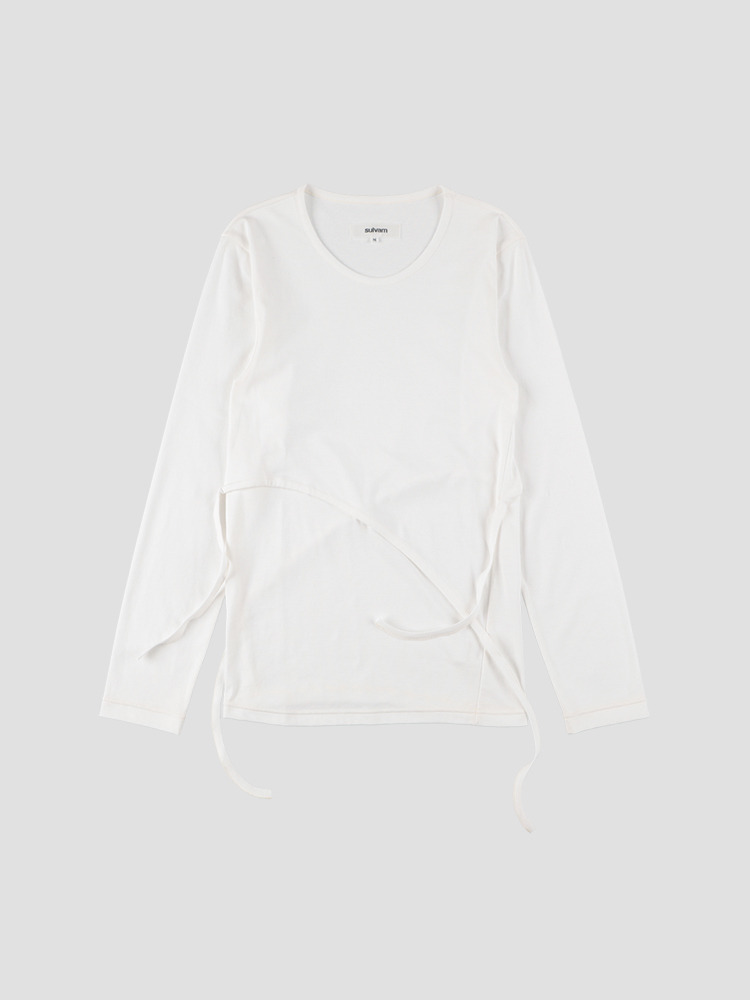 WHITE PIPING LONG T-SHIRT  설밤 화이트 파이핑 롱 티셔츠 - 아데쿠베