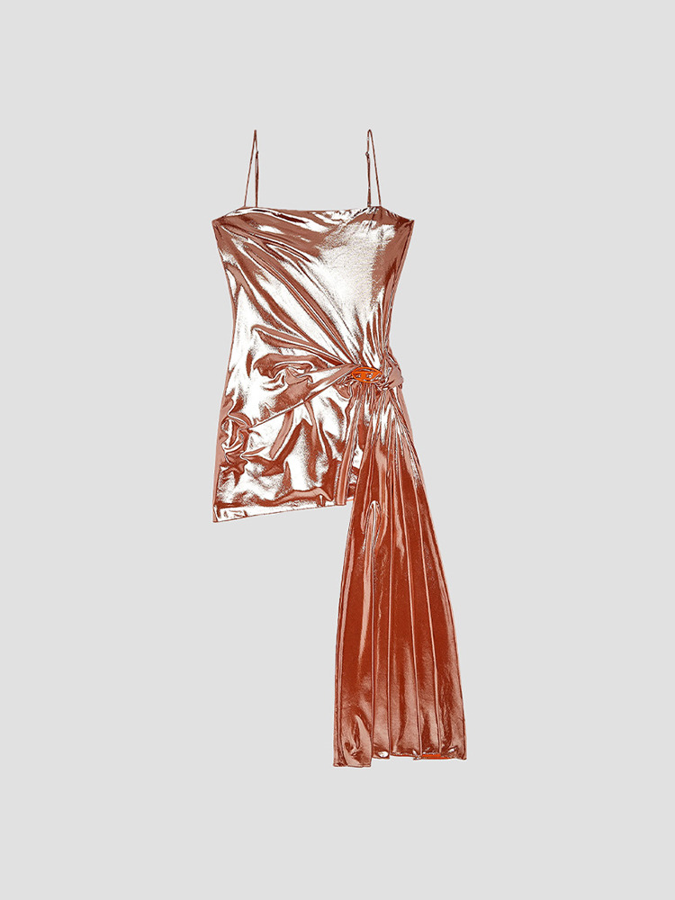 PINK BLAS SHORT METALLIC DRESS  디젤(DIESEL) 핑크 숏 메탈릭 드레스 - 아데쿠베