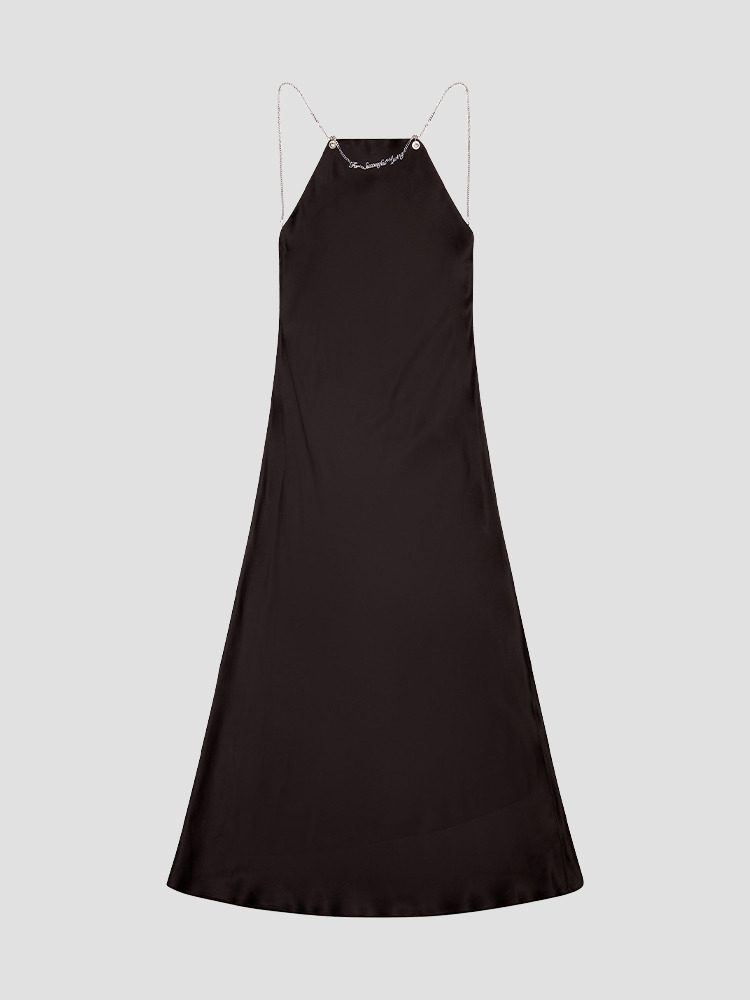 BLACK ELIZ CHAIN NECKLACE MIDI DRESS  디젤(DIESEL) 블랙 체인 미디 드레스 - 아데쿠베