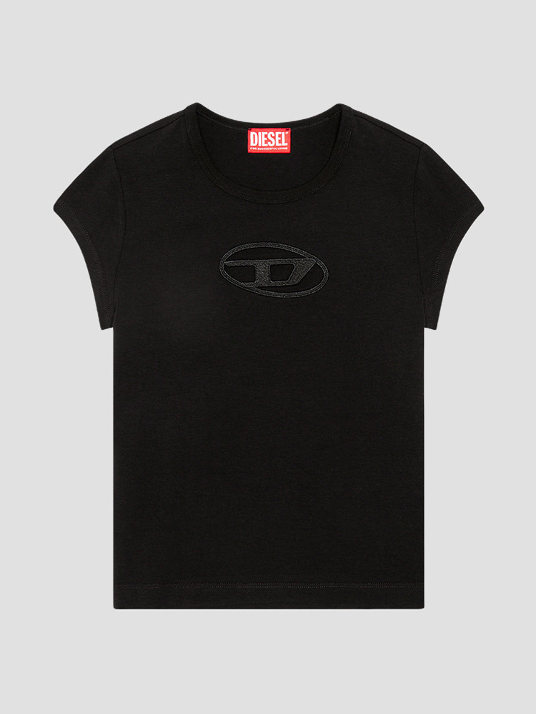 BLACK ANGIE PEEKABOO LOGO T-SHIRT  디젤(DIESEL) 블랙 피카부 로고 티셔츠 - 아데쿠베