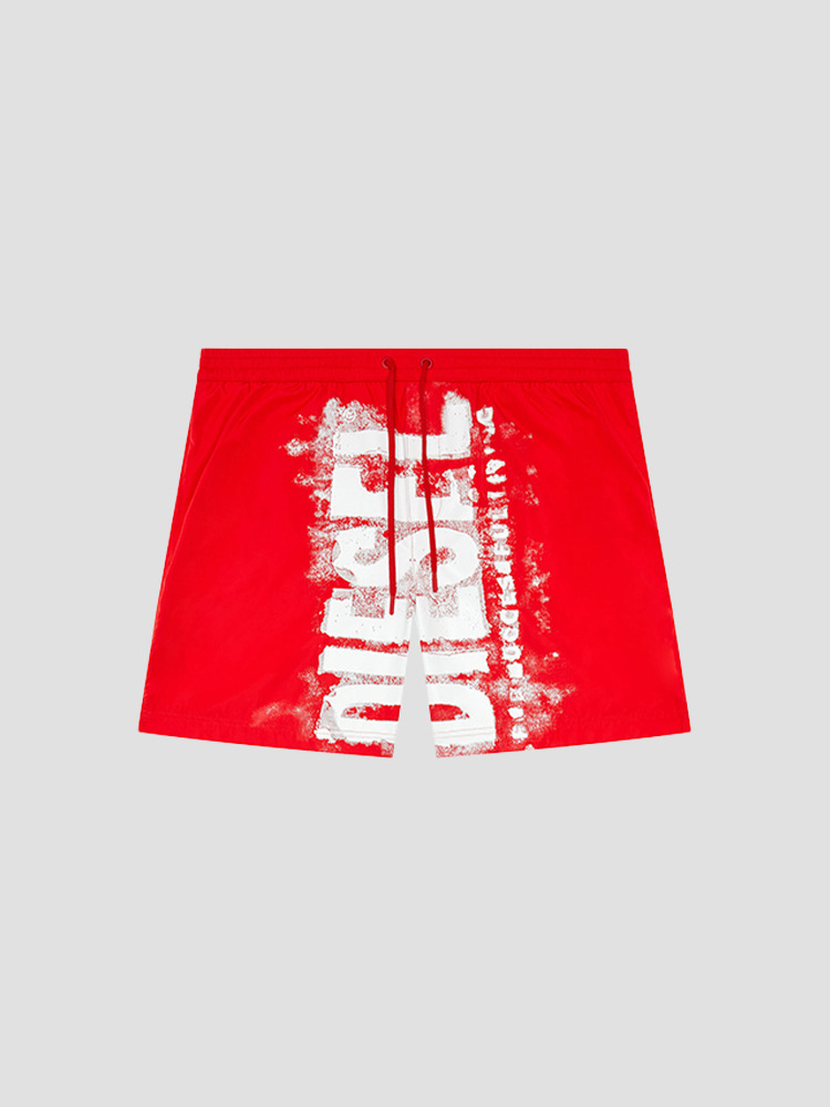 RED POWEL BLOTCHY LOGO BOARD SHORTS  디젤(DIESEL) 레드 로고 보드 쇼츠 - 아데쿠베