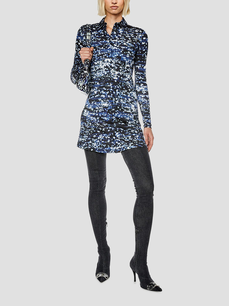 BLACK LIND GRAPHIC SHIRT DRESS  디젤(DIESEL) 블랙 그래픽 셔츠 드레스 - 아데쿠베
