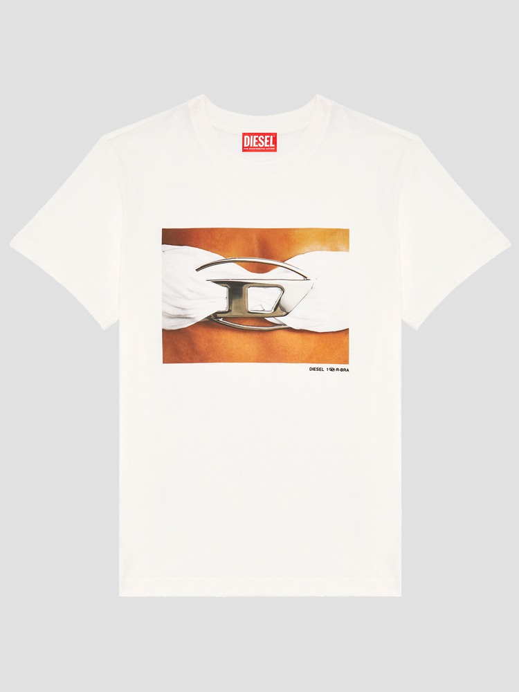 WHITE REGS-N3 GRAPHIC T-SHIRT  디젤(DIESEL) 화이트 그래픽 티셔츠 - 아데쿠베