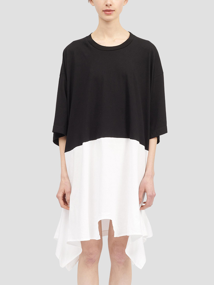 BLACK WHITE CONTRAST DRESS  MM6 블랙 화이트 배색 드레스 - 아데쿠베