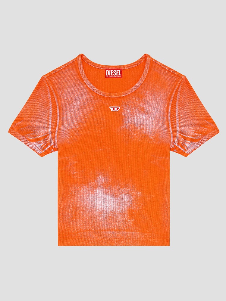 ORANGE ELE FADED METALLIC T-SHIRT  디젤(DIESEL) 오렌지 페이드 메탈릭 티셔츠 - 아데쿠베