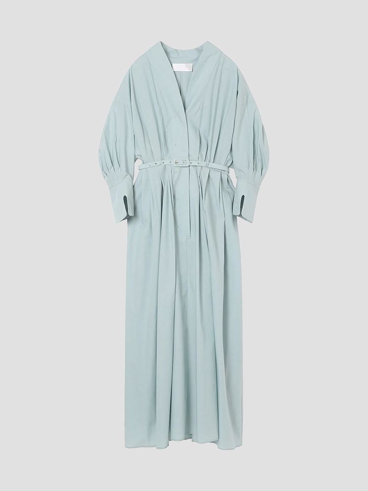 BLUE CHAMBRAY TUCKED SHIRT DRESS  마메 쿠로구치 블루 샴브레이 턱 셔츠 드레스 - 아데쿠베