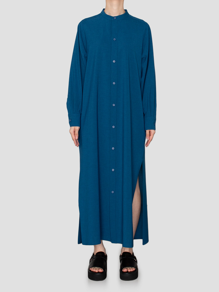 BLUE MAXI SHIRT DRESS  하이크(HYKE) 블루 맥시 셔츠 드레스 - 아데쿠베