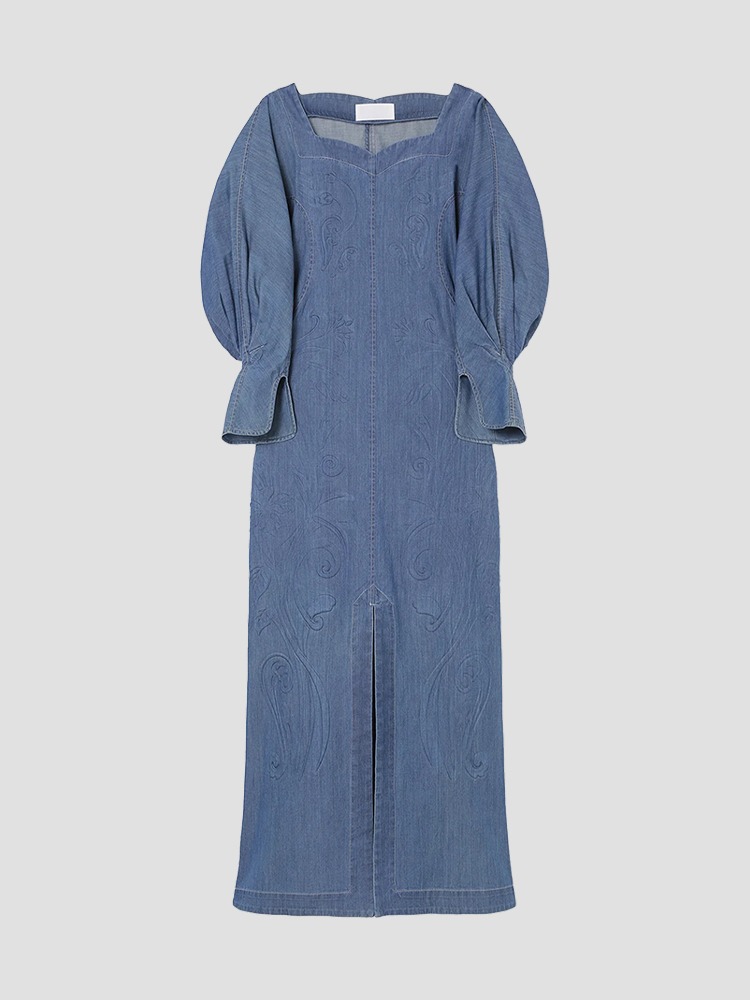 BLUE DENIM DRESS  마메 쿠로구치 블루 데님 드레스 - 아데쿠베