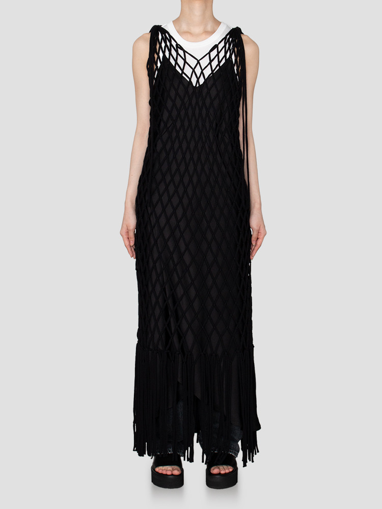 BLACK ROPE NET DRESS  하이크(HYKE) 블랙 로프 네트 드레스 - 아데쿠베