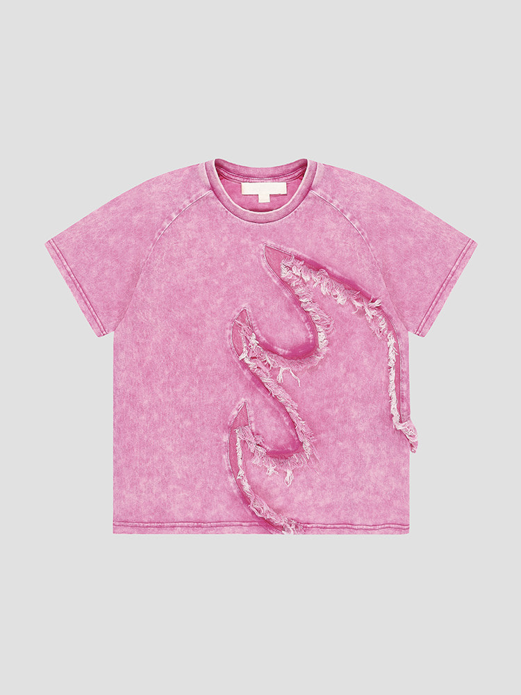 PINK “PATROL” WASHED T-SHIRT  폰더럴 핑크 워시드 티셔츠 - 아데쿠베