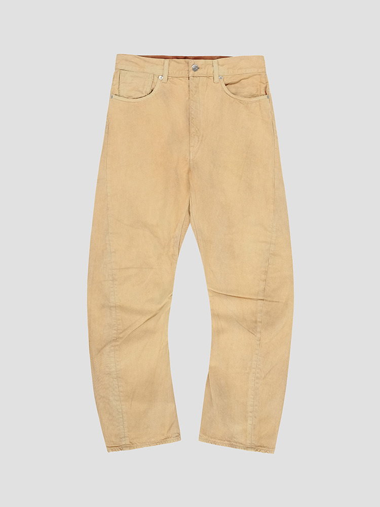 YELLOW BROWN OVERDYED 3D TROUSERS  SOE 옐로우 브라운 오버다이 트라우저 - 아데쿠베
