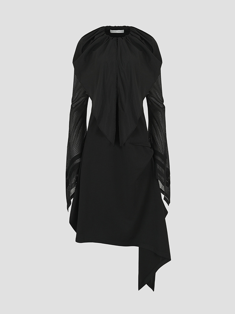 BLACK &quot;KAKITSUBATA&quot; DRESS  요헤이 오노 블랙 카키츠바타 드레스 - 아데쿠베