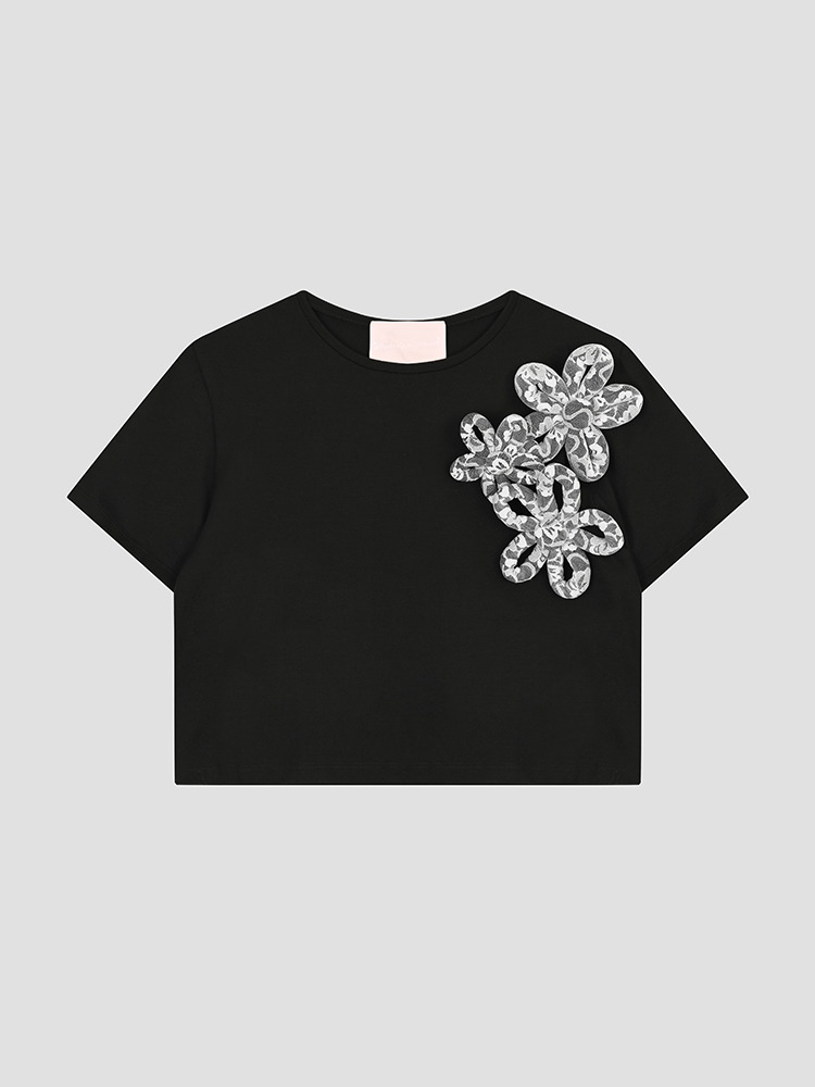 BLACK TERESA T-SHIRT  플로렌티나 라이트너 블랙 테레사 티셔츠 - 아데쿠베