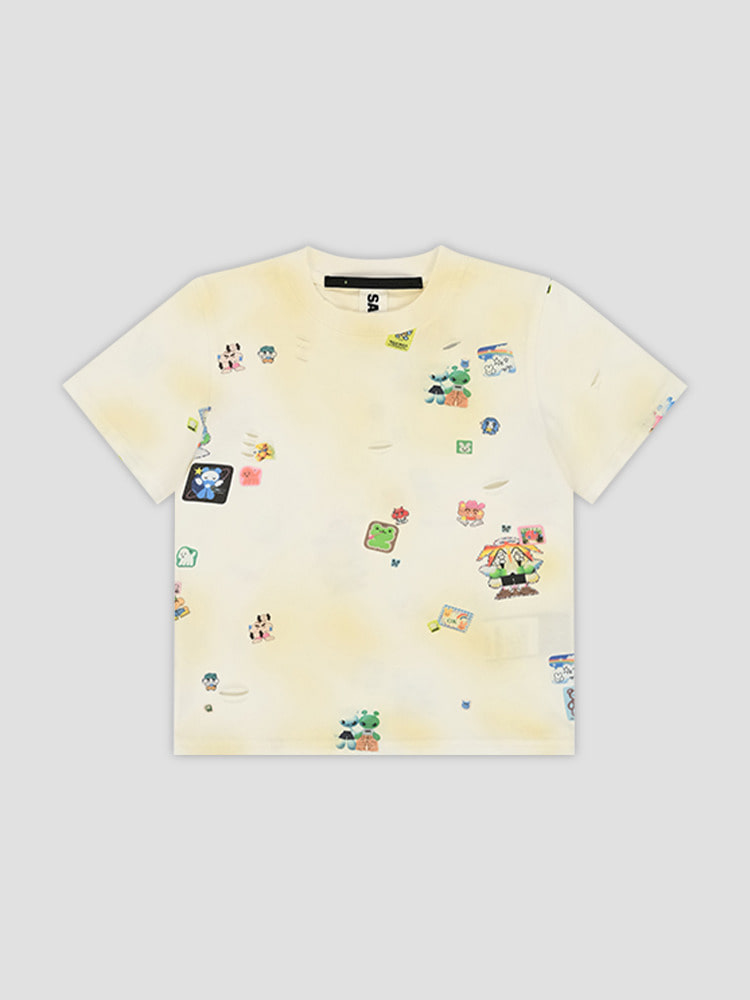 BEIGE GRAPHIC T-SHIRT  산쿠안즈 베이지 그래픽 티셔츠 - 아데쿠베